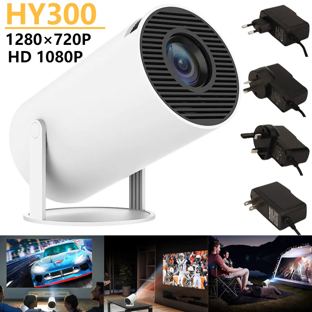 HY300 Projector HD Projector 1080P Android Smart Projector 1280*720P Household Projector Home Cinema Outdoor Portable Projector